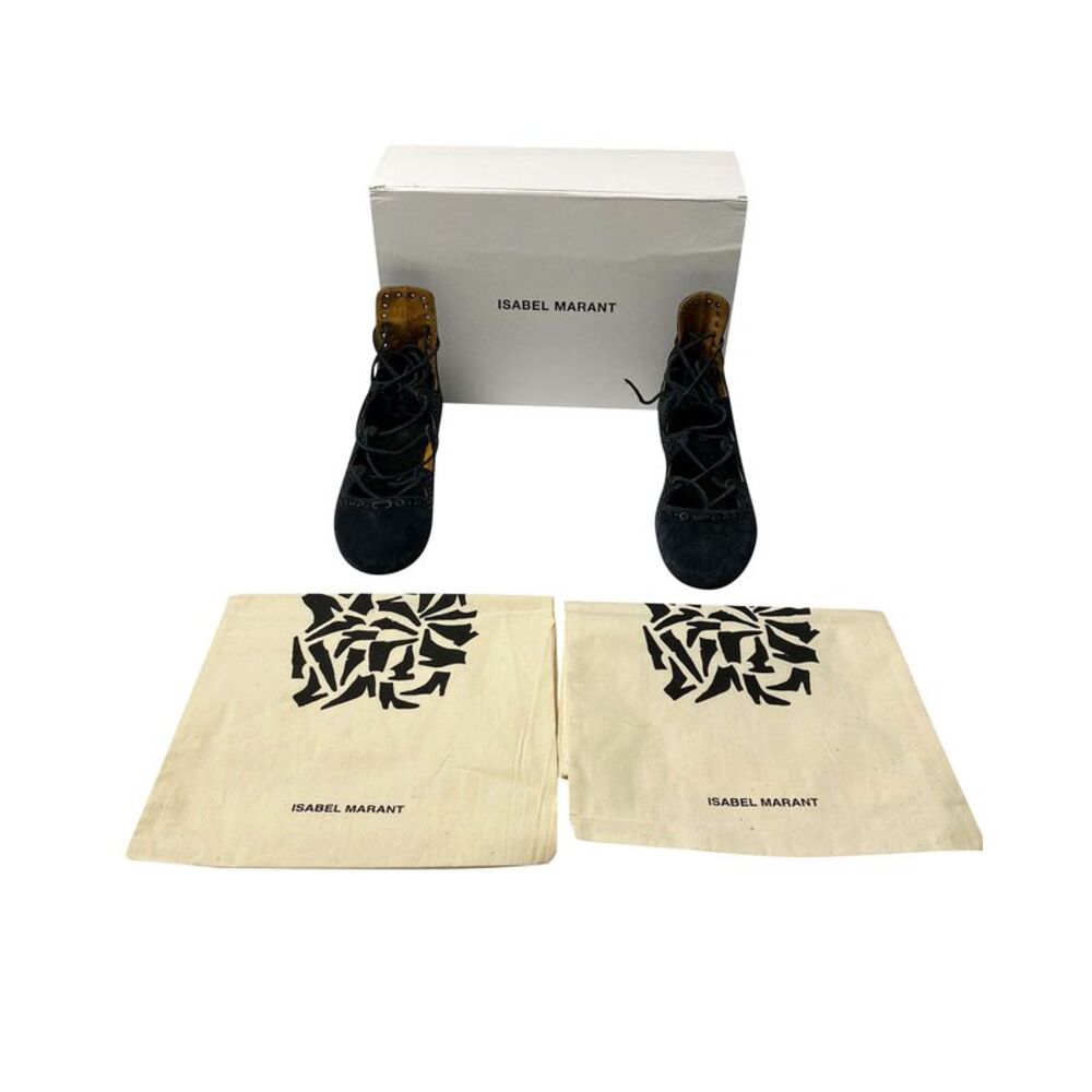 Isabel Marant Lace Up Flats in Black Suede - Picture 3 of 10